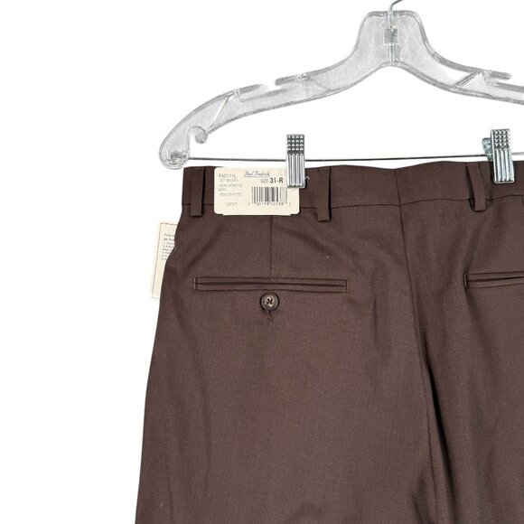 Paul Fredrick Mens Pants 31-R Brown  Worsted Wool Pants New Unhemmed - Picture 7 of 16